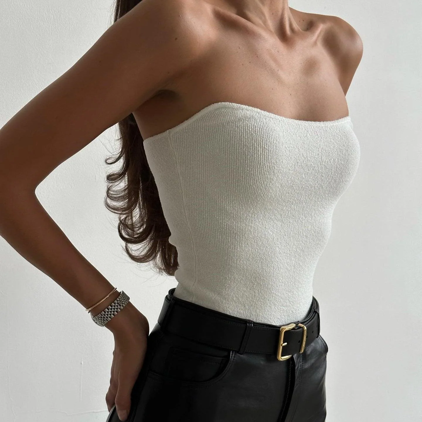 Knitted Crop Top for Summer Style - White, Black, Beige