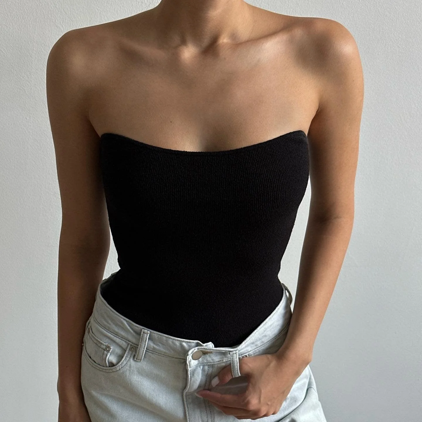 Knitted Crop Top for Summer Style - White, Black, Beige