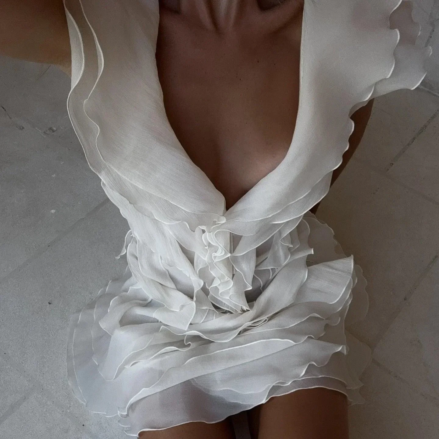 Elegant Ruffle Layers Organza Mini Dress