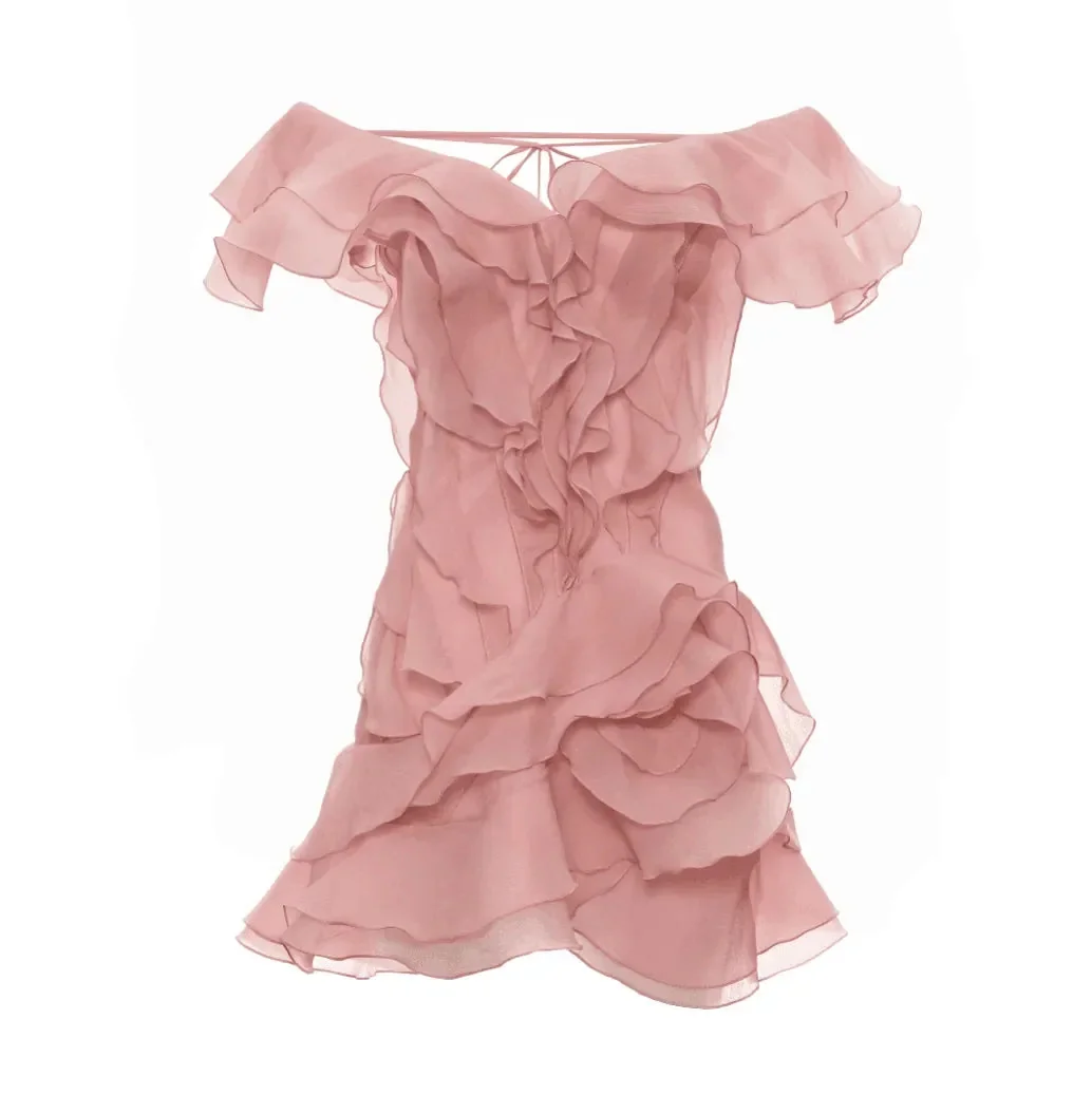 Elegant Ruffle Layers Organza Mini Dress