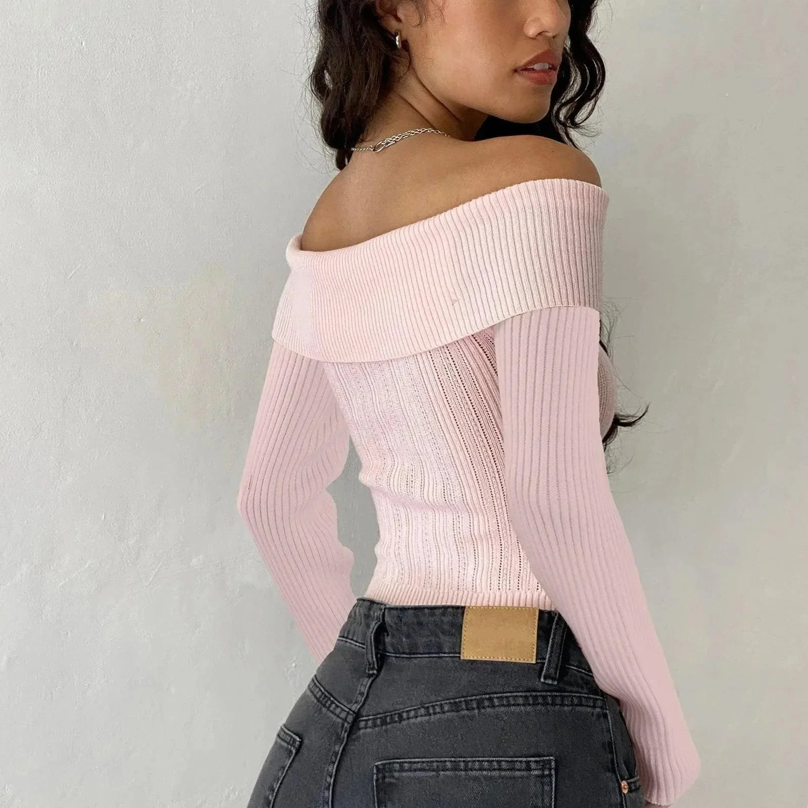 Blush Knit Off-Shoulder Crop Top