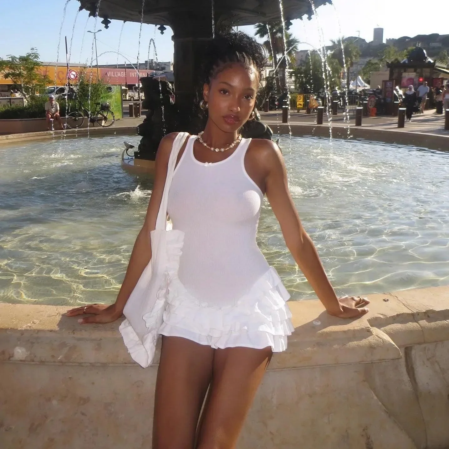 Charming Frill Tank Mini Dress