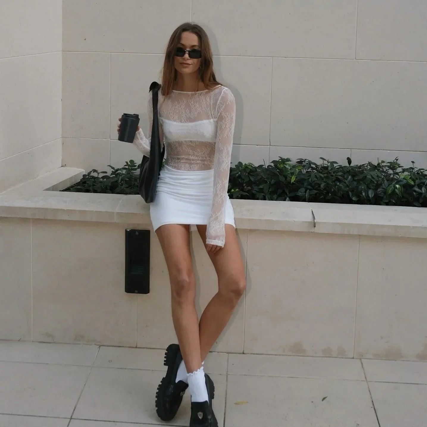 Elegant Lace Detail Mini Dress