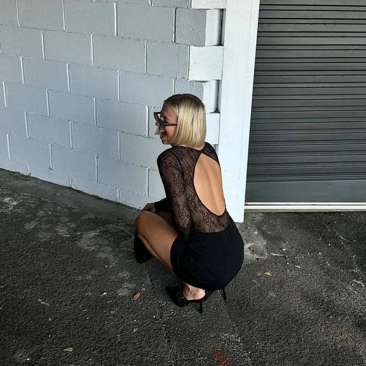 Elegant Lace Detail Mini Dress