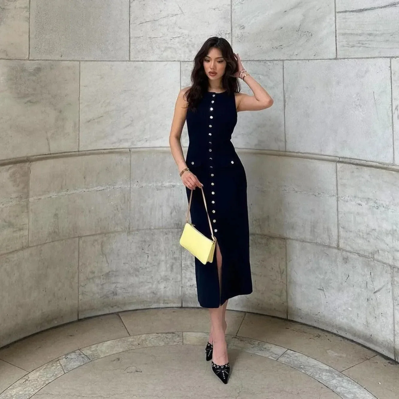 Elegant Sleeveless Maxi Dress in White or Black