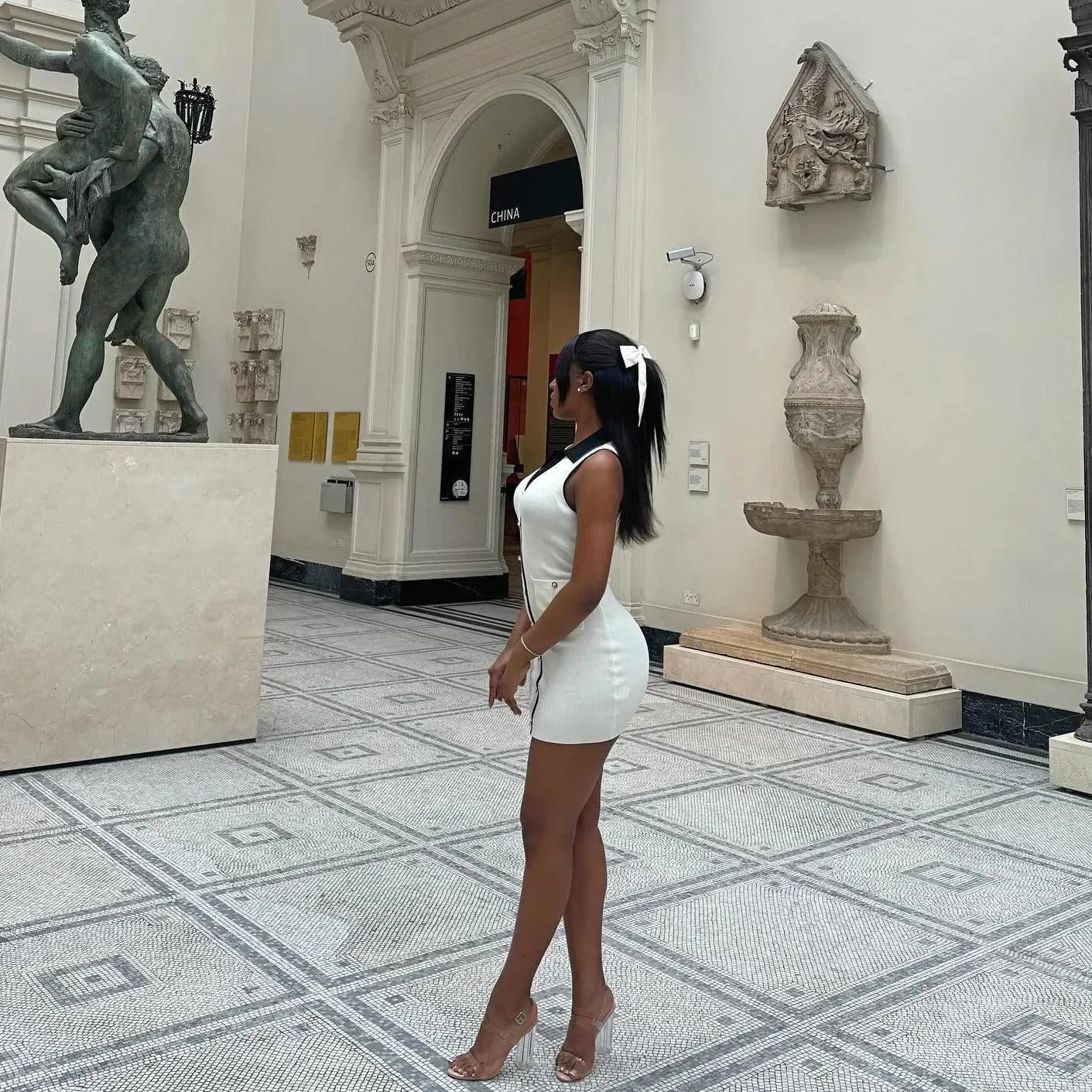 Chic Collared Knit Mini Dress in White