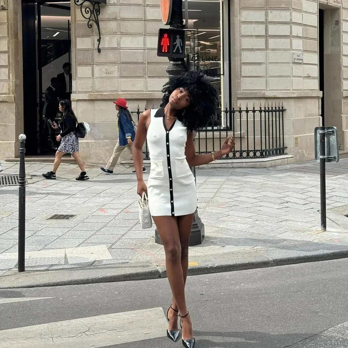 Chic Collared Knit Mini Dress in White