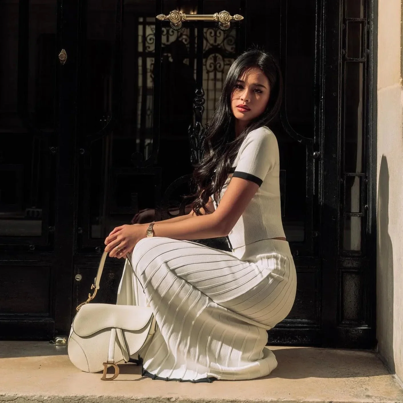 Elegant Paris Knit Two-Piece Set in Ivory