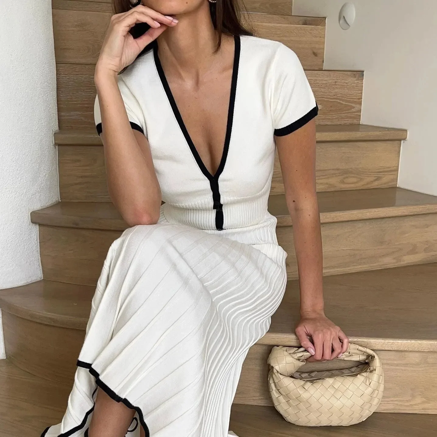 Elegant Paris Knit Two-Piece Set in Ivory