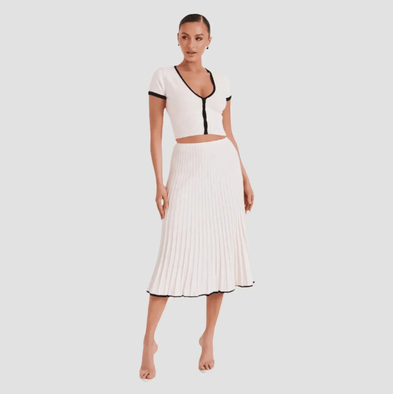 Elegant Paris Knit Two-Piece Set in Ivory