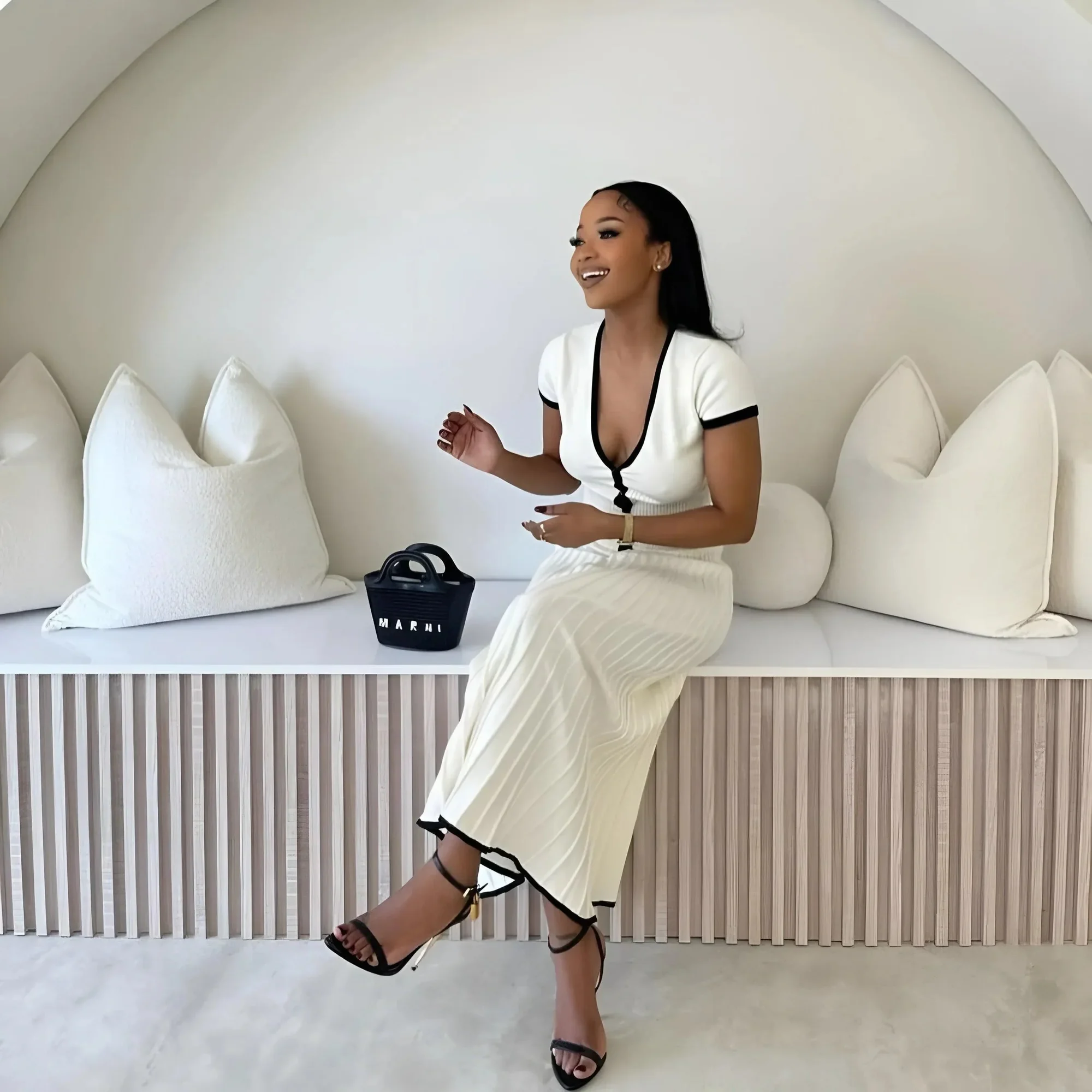 Elegant Paris Knit Two-Piece Set in Ivory