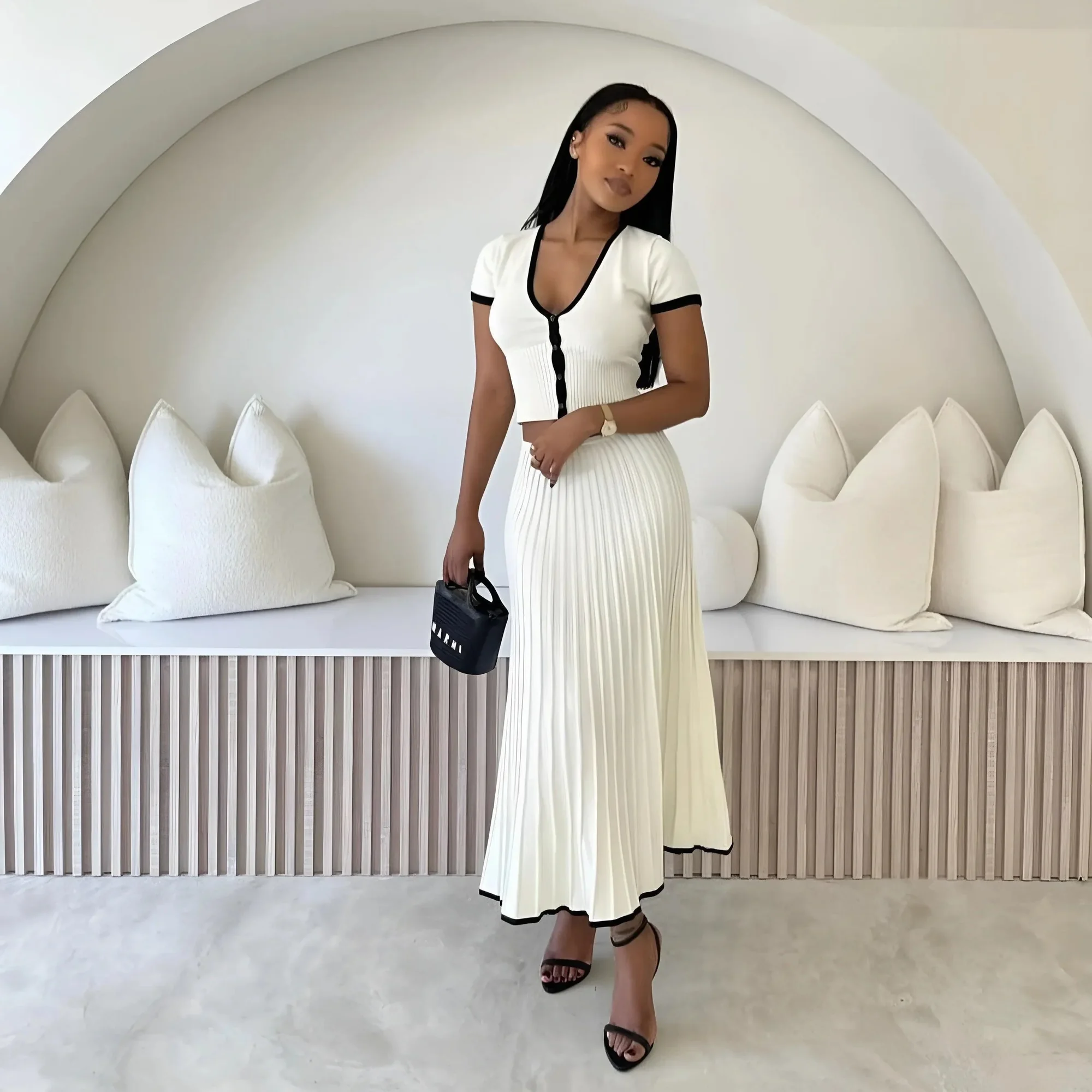 Elegant Paris Knit Two-Piece Set in Ivory