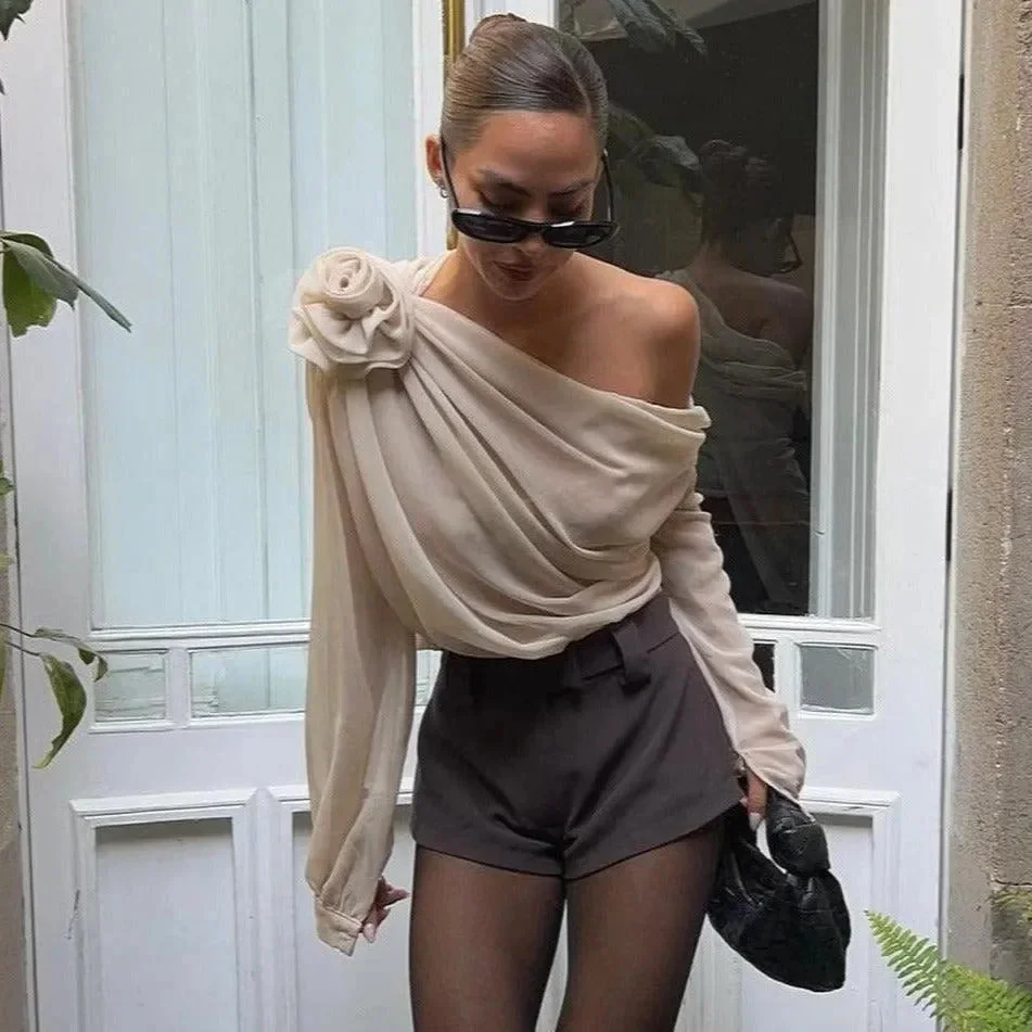 Sophisticated Asymmetrical Draped Shirt in Various Colors