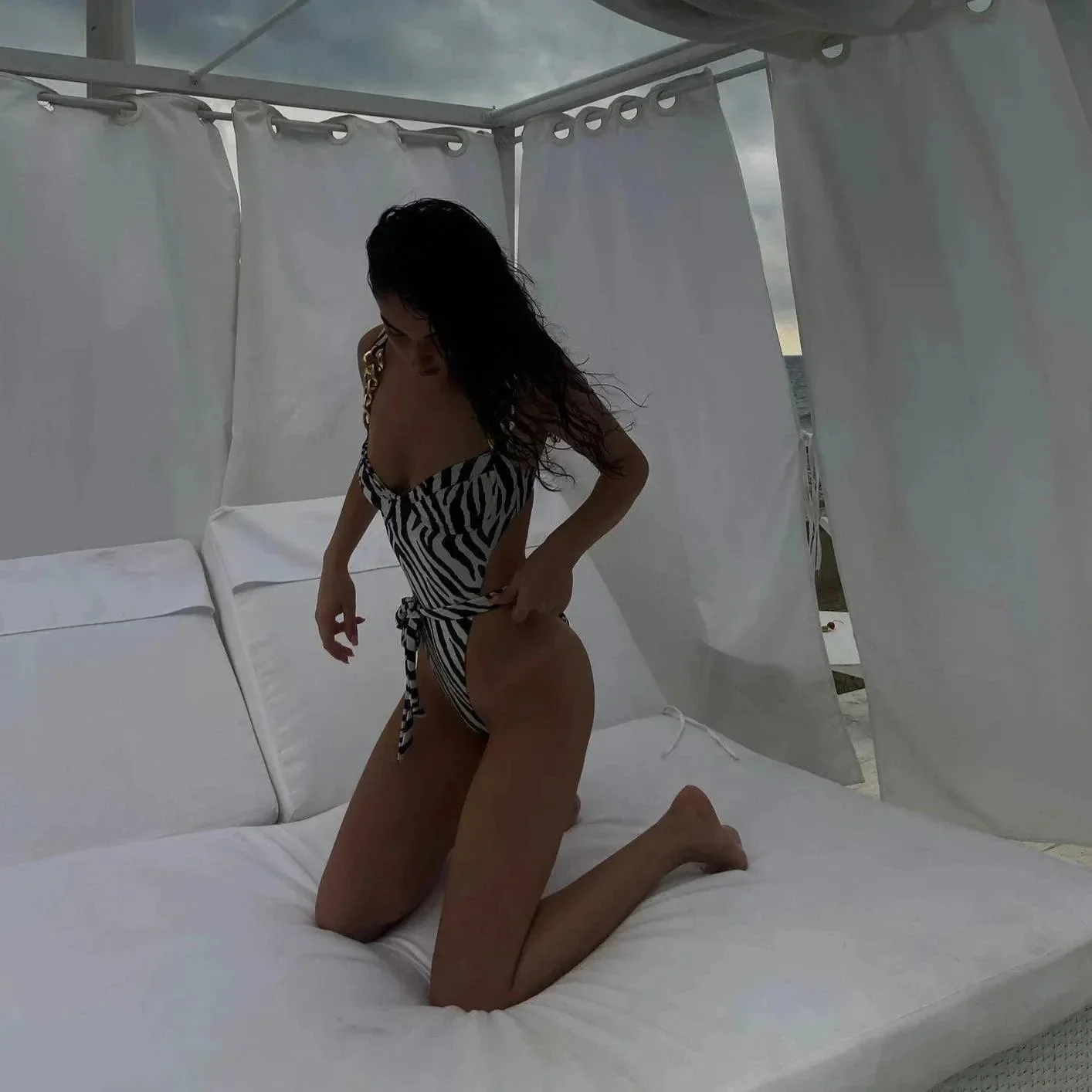 Chain One Piece Swimsuit with Elegant Cutouts