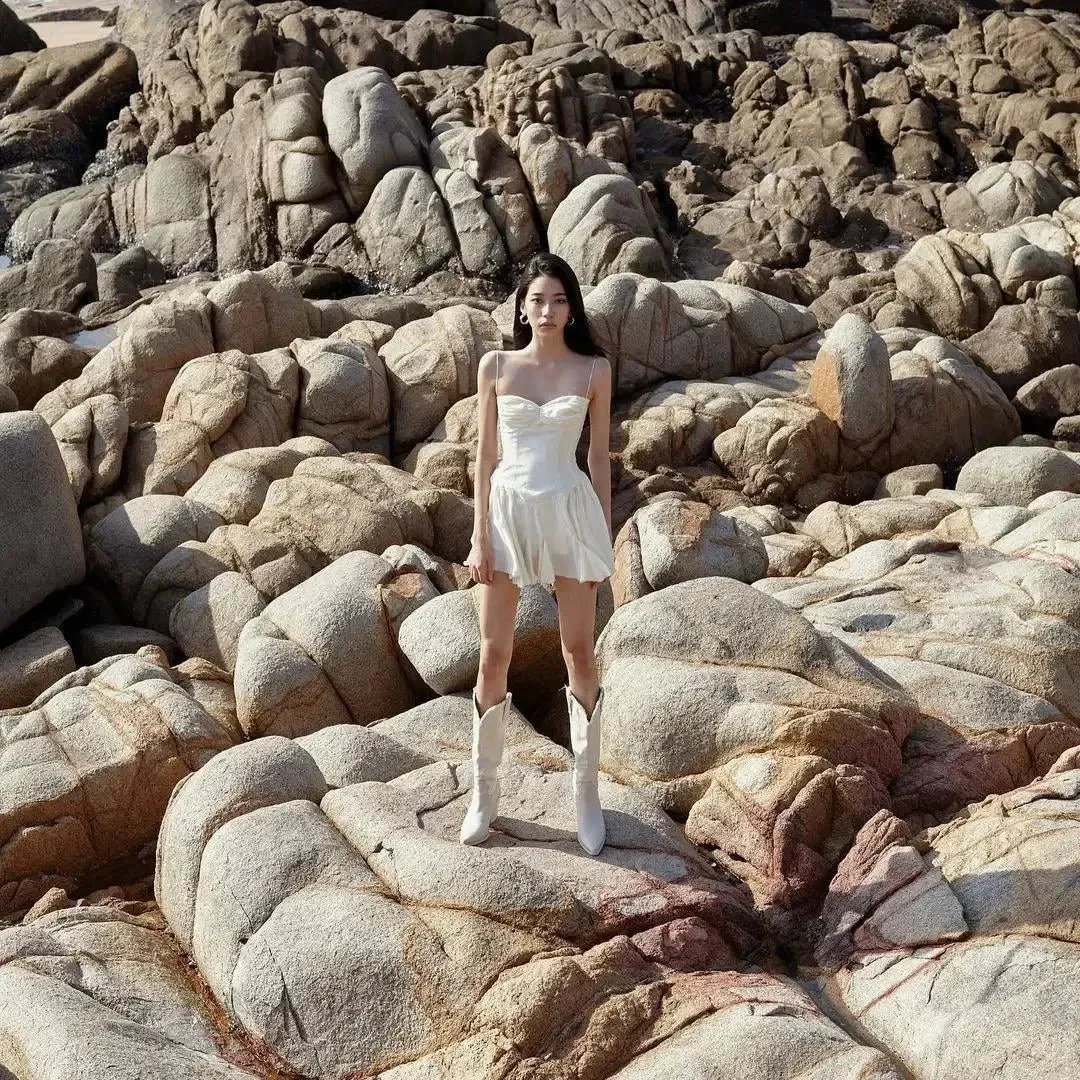 Chic Ivory Mini Dress - Flattering Silhouette, Elegant Design