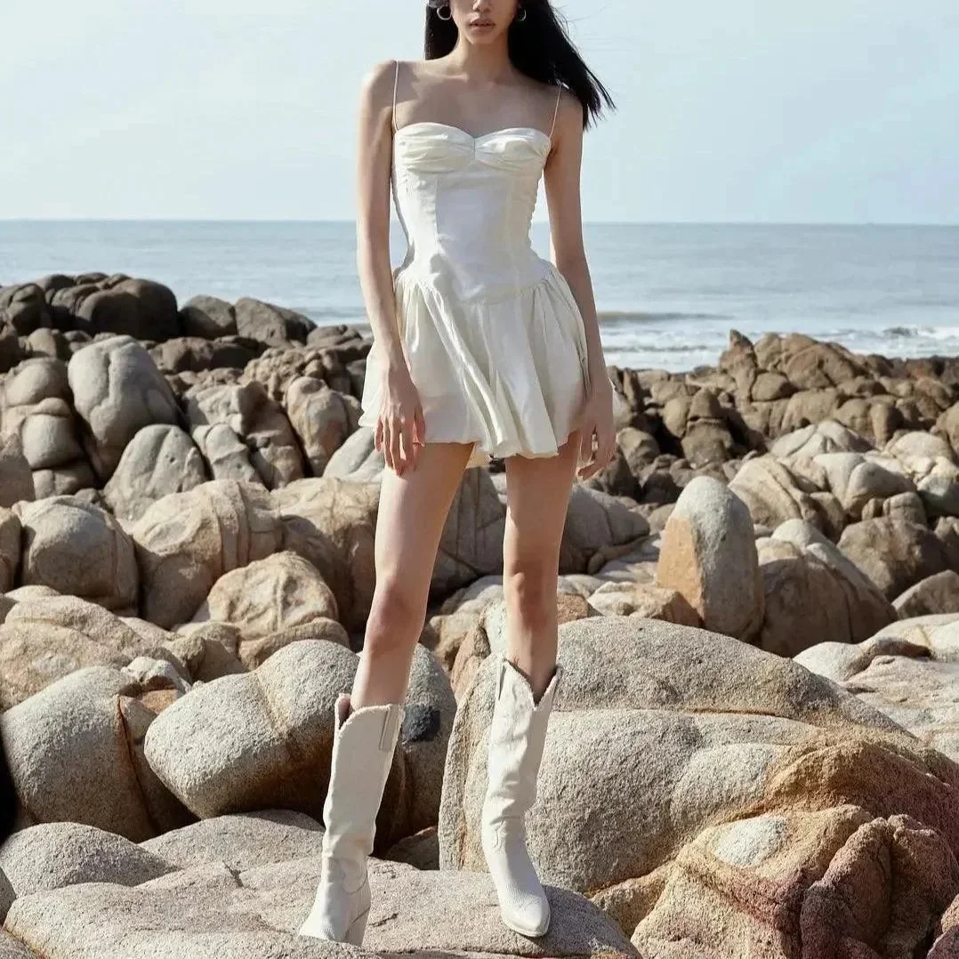 Chic Ivory Mini Dress - Flattering Silhouette, Elegant Design