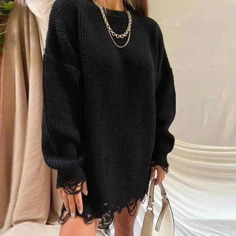 Comfortable Solid Color Loose Sweater for Women