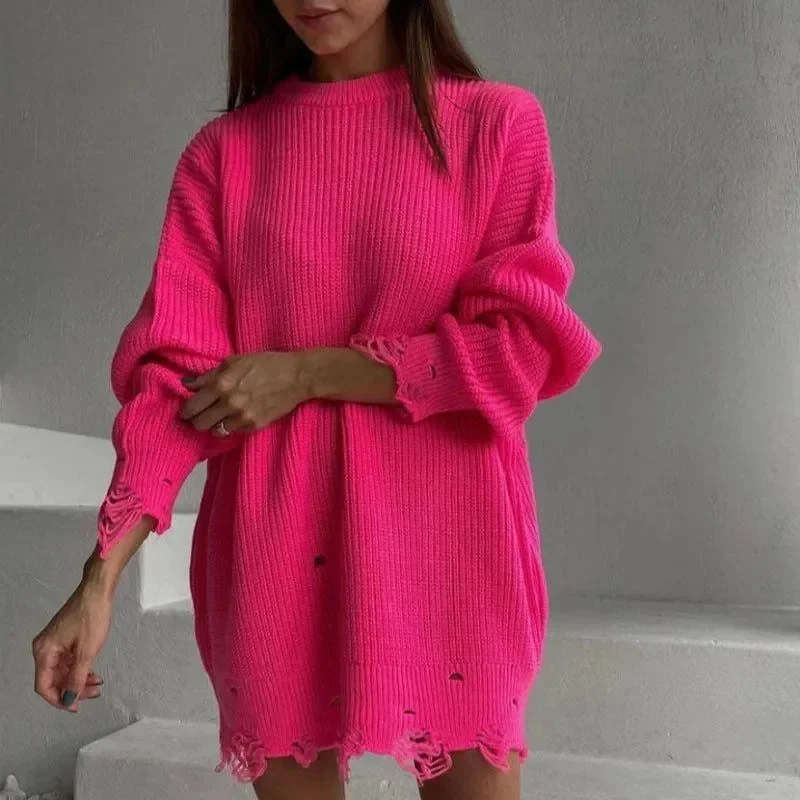 Comfortable Solid Color Loose Sweater for Women
