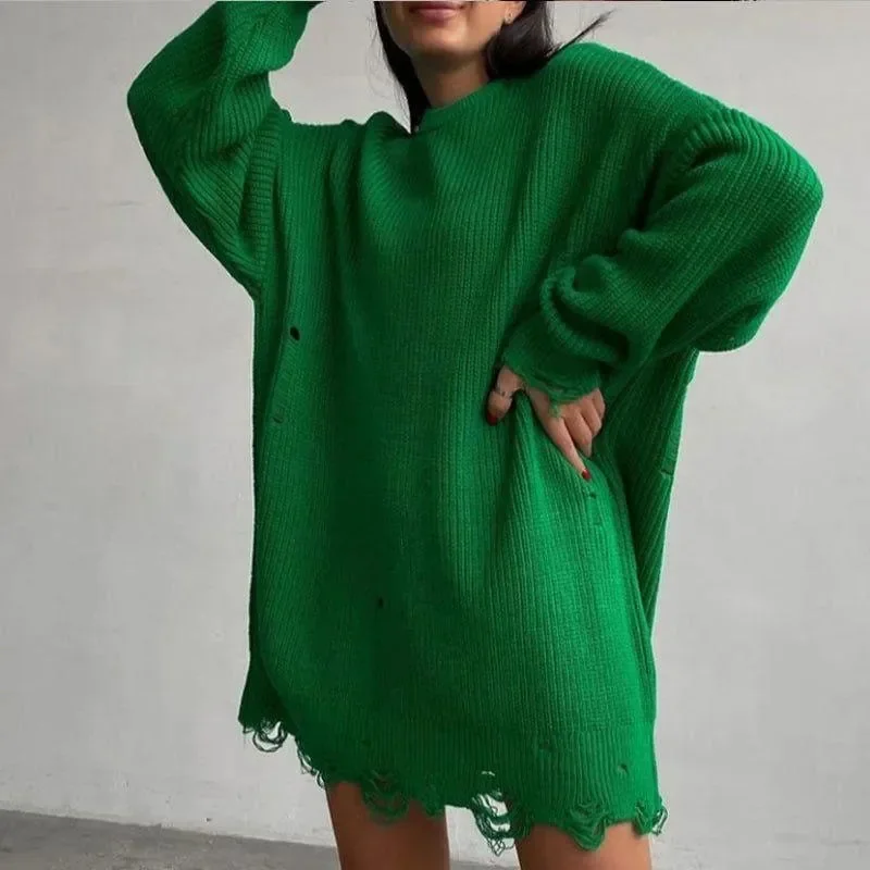 Comfortable Solid Color Loose Sweater for Women