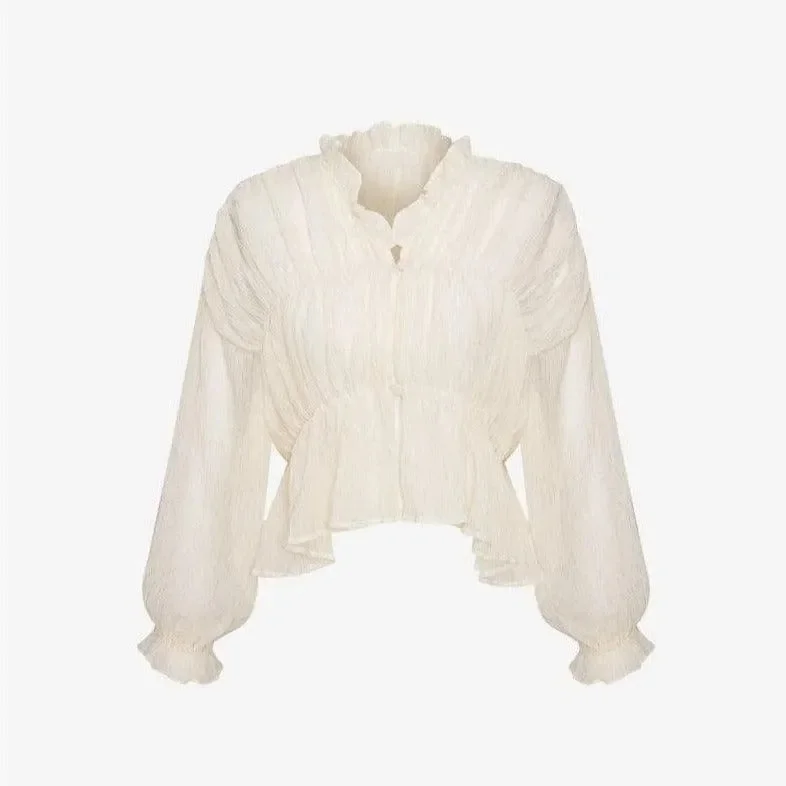 Chic Sheer Long Sleeve Shirt for Women