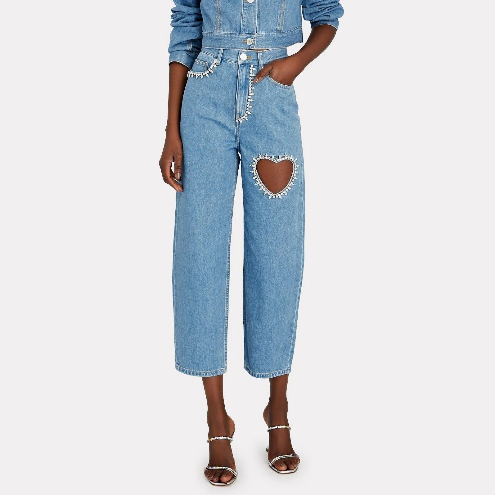 Diamond Heart High Waist Relaxed Denim Jeans
