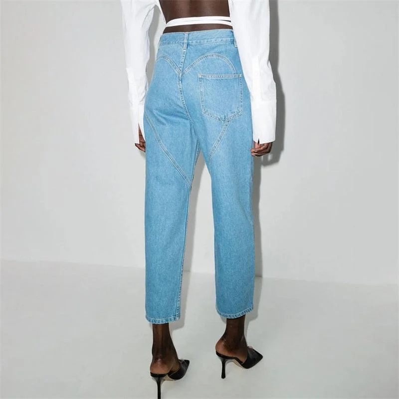 Diamond Heart High Waist Relaxed Denim Jeans