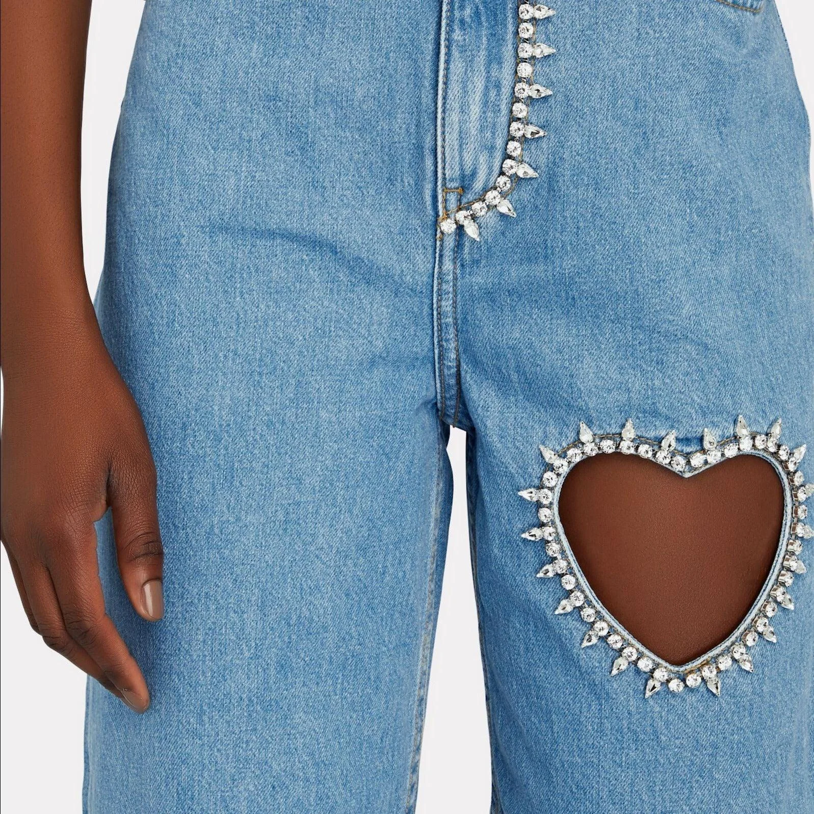 Diamond Heart High Waist Relaxed Denim Jeans