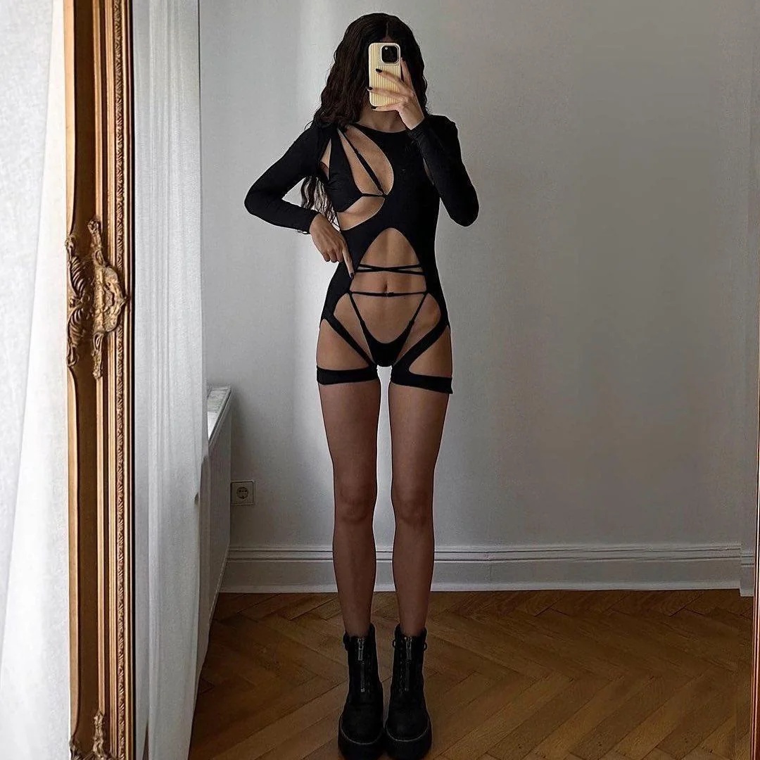 Black Fitted Long Sleeve Jumpsuit