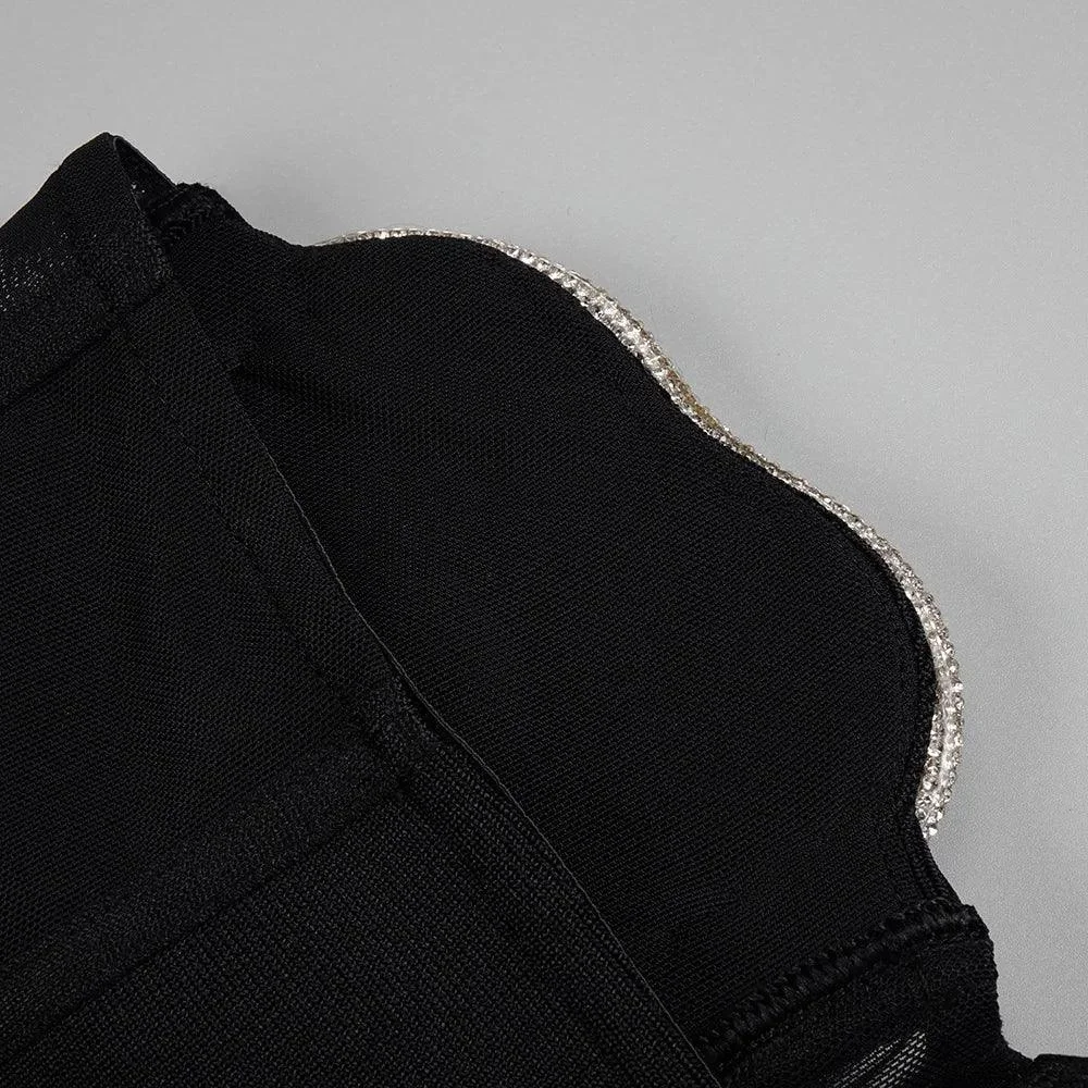 Diamond Embellished Bustier Mini Dress - Chic & Elegant Style