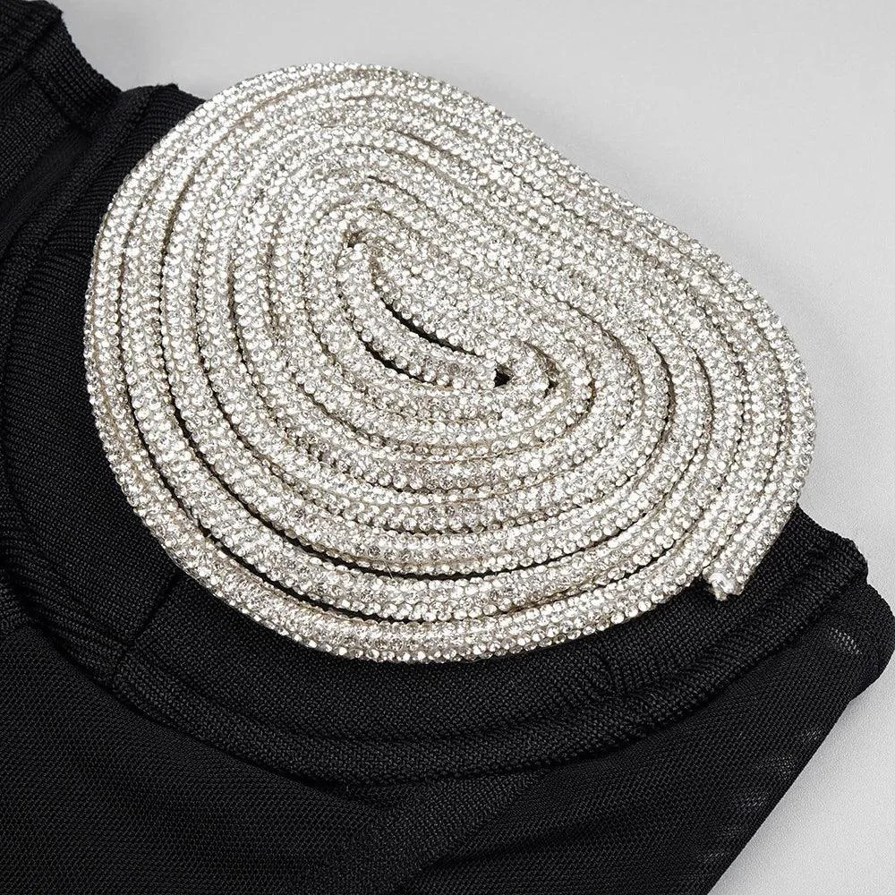 Diamond Embellished Bustier Mini Dress - Chic & Elegant Style