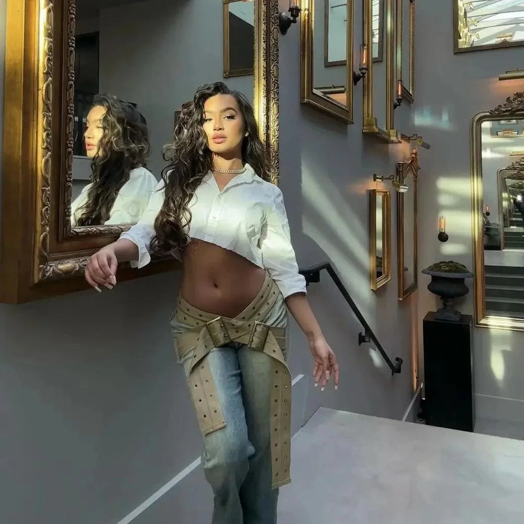 Vintage Stonewash Strap-Up Denim Jeans