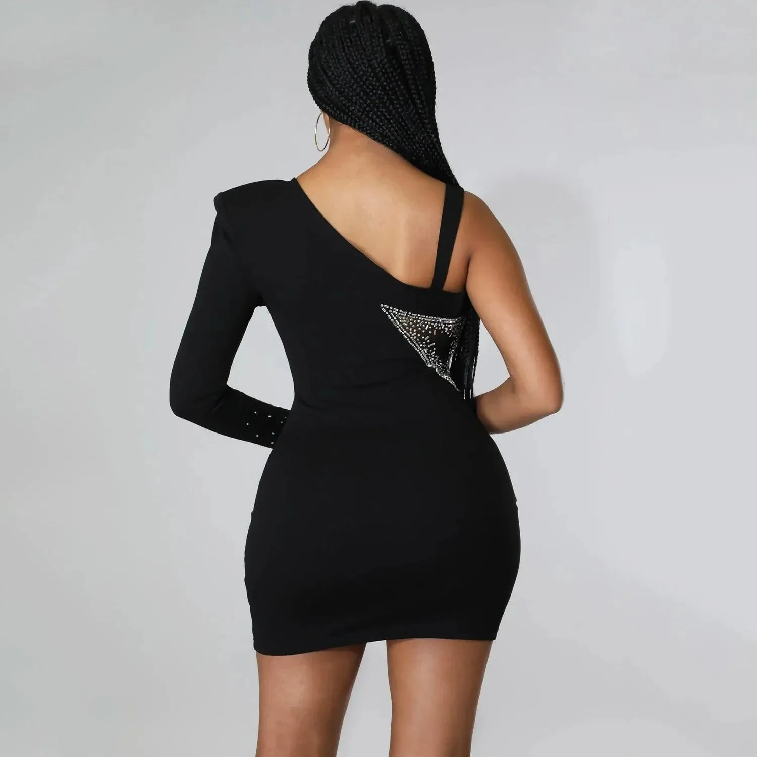 Black Mesh Bandage Mini Dress
