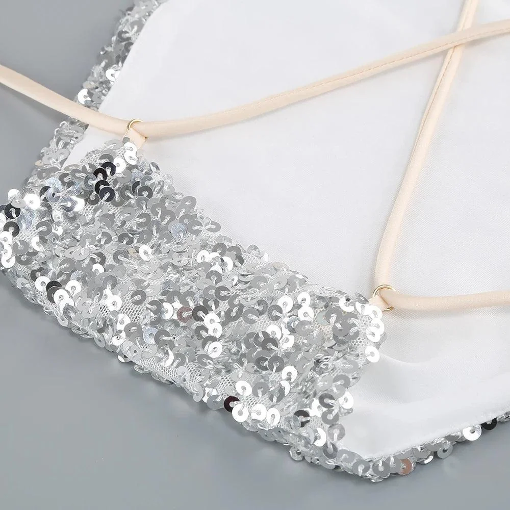 Coral Sequin Embellished Knee-Length Party Dress