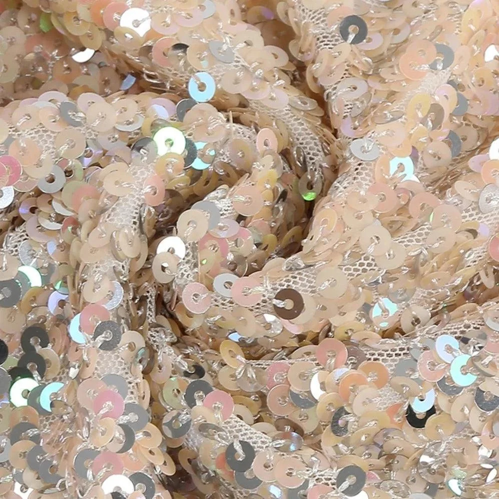 Coral Sequin Embellished Knee-Length Party Dress