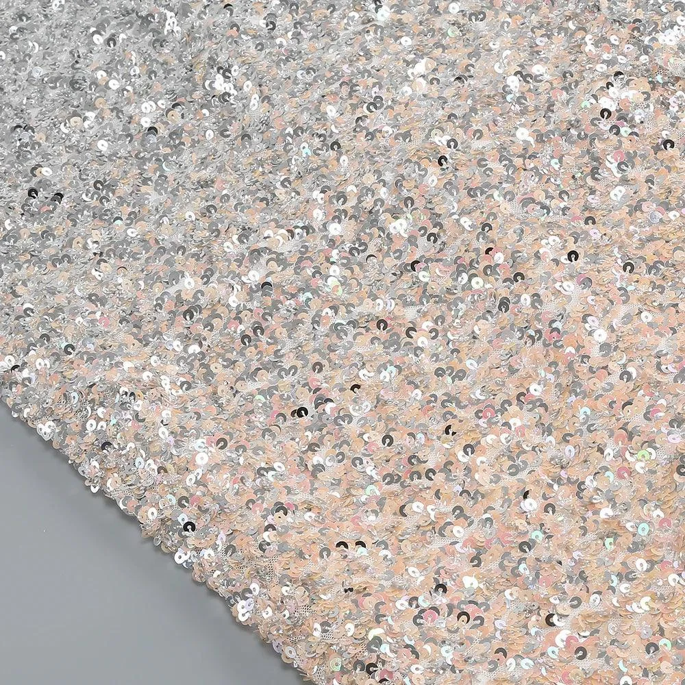 Coral Sequin Embellished Knee-Length Party Dress