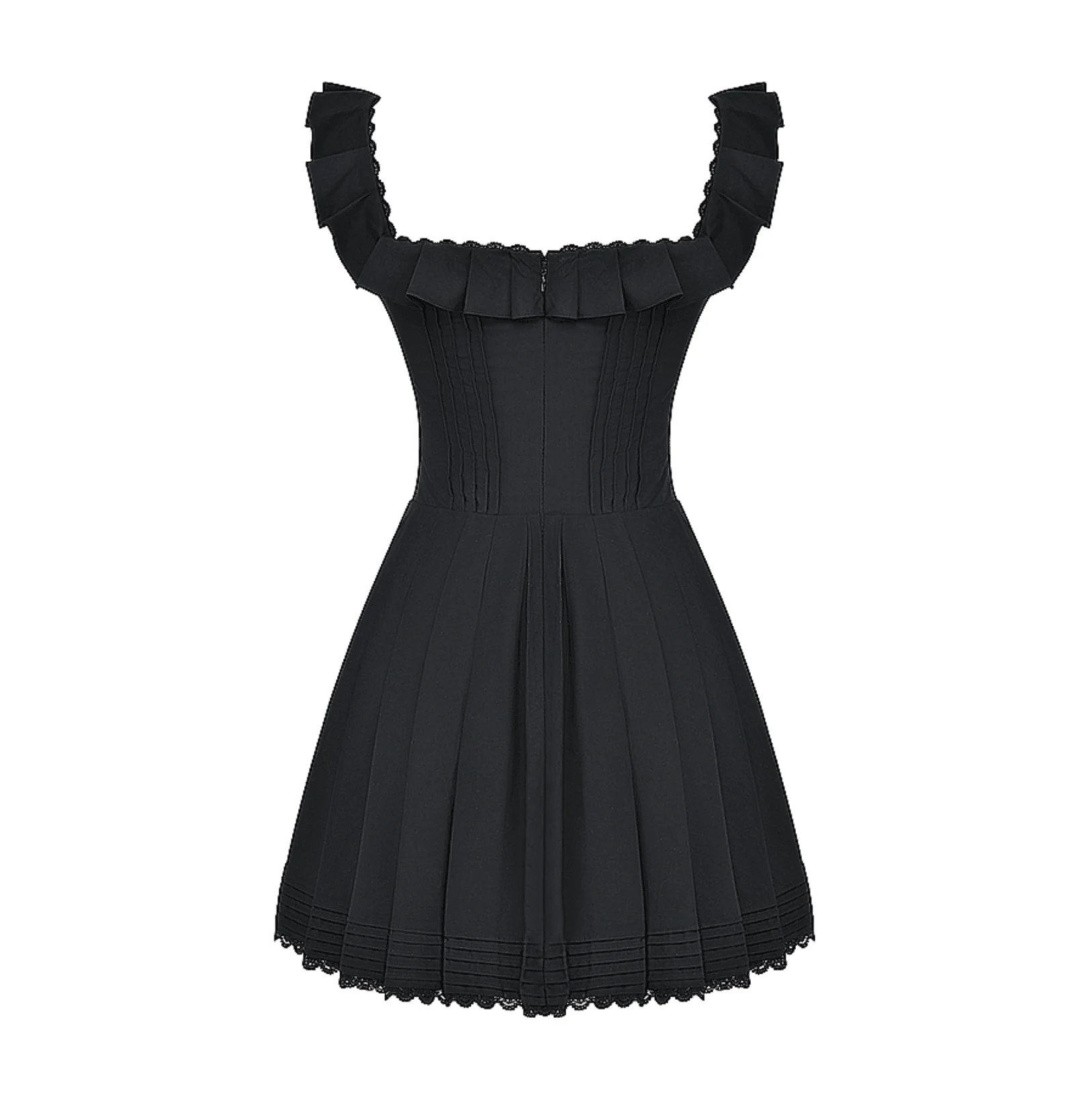 Elegant Black Pleated Corset Mini Dress