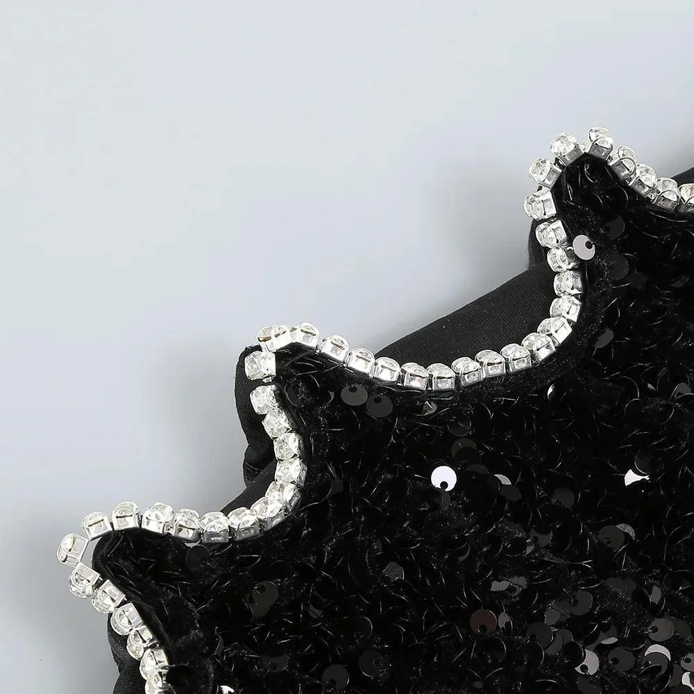 Sparkling Mesh Sequins Mini Dress in Black