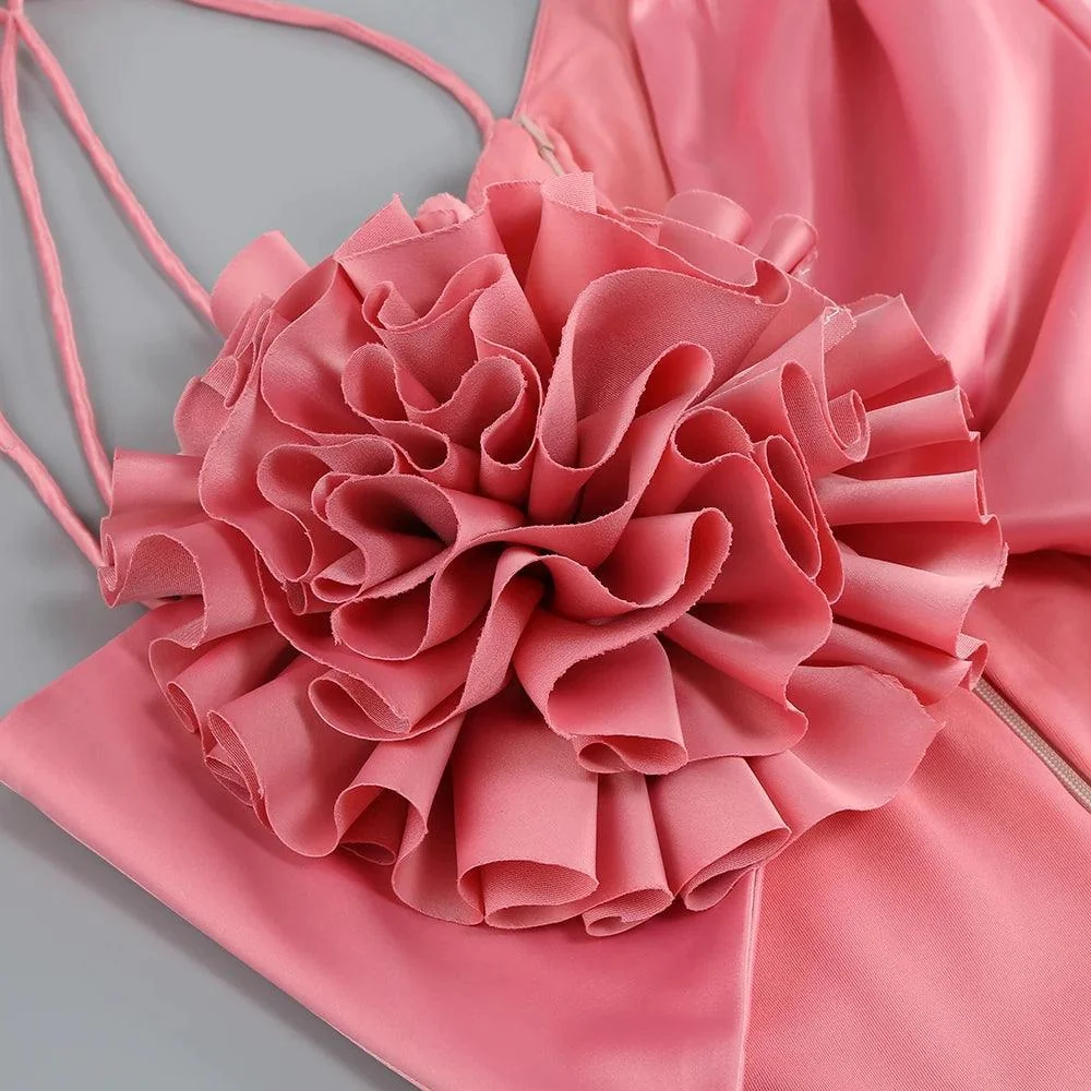 Pink One Shoulder Satin Mini Dress