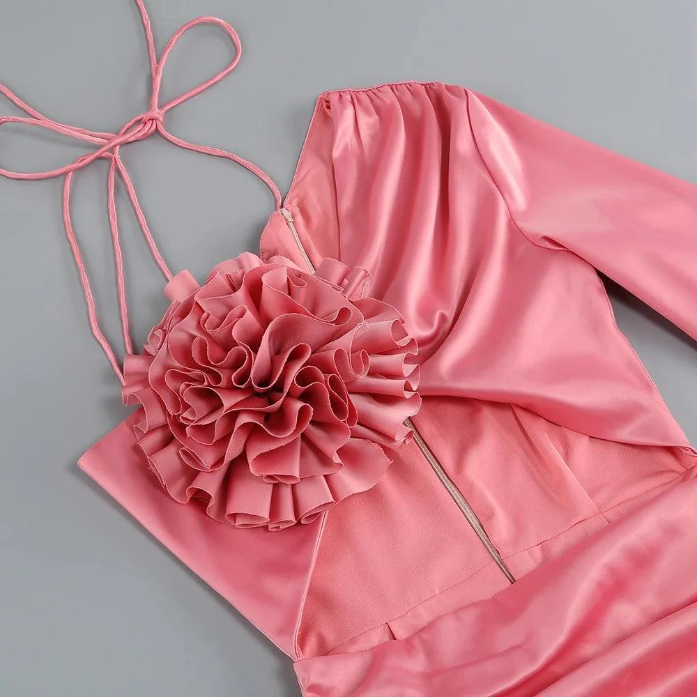 Pink One Shoulder Satin Mini Dress