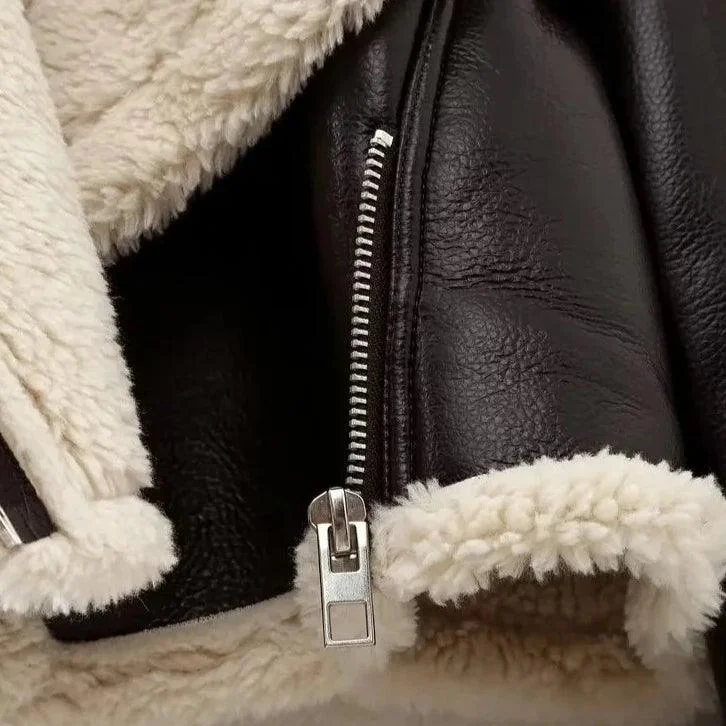 Cozy Black Lambswool Lapel Jacket for Stylish Comfort