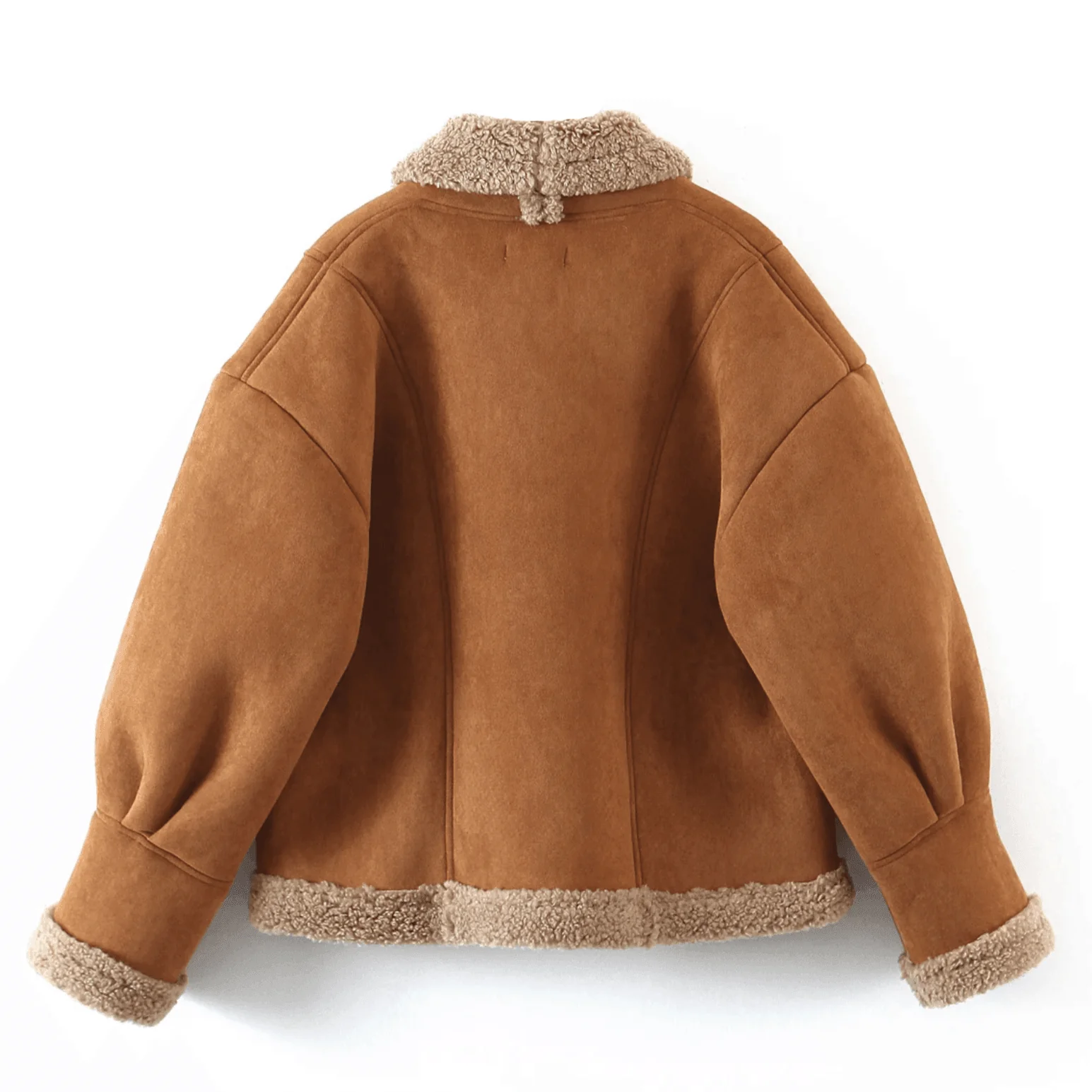 Brown Lambswool Suede Jacket - Stylish & Warm Layering Essential