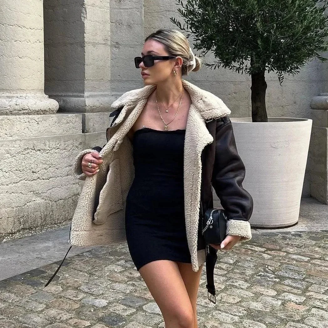 Cozy Brown Faux Fur Lapel Jacket