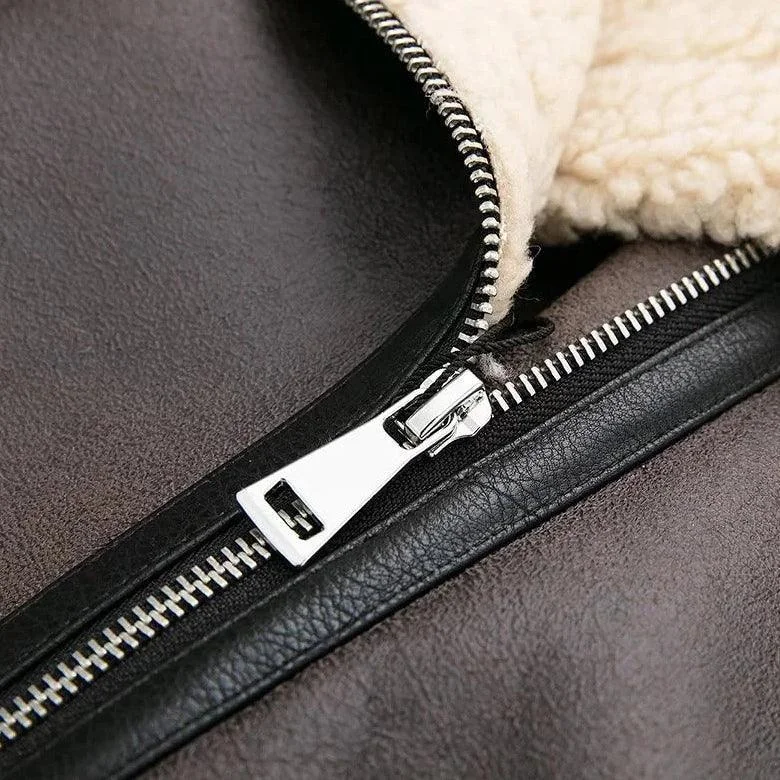 Cozy Brown Faux Fur Lapel Jacket