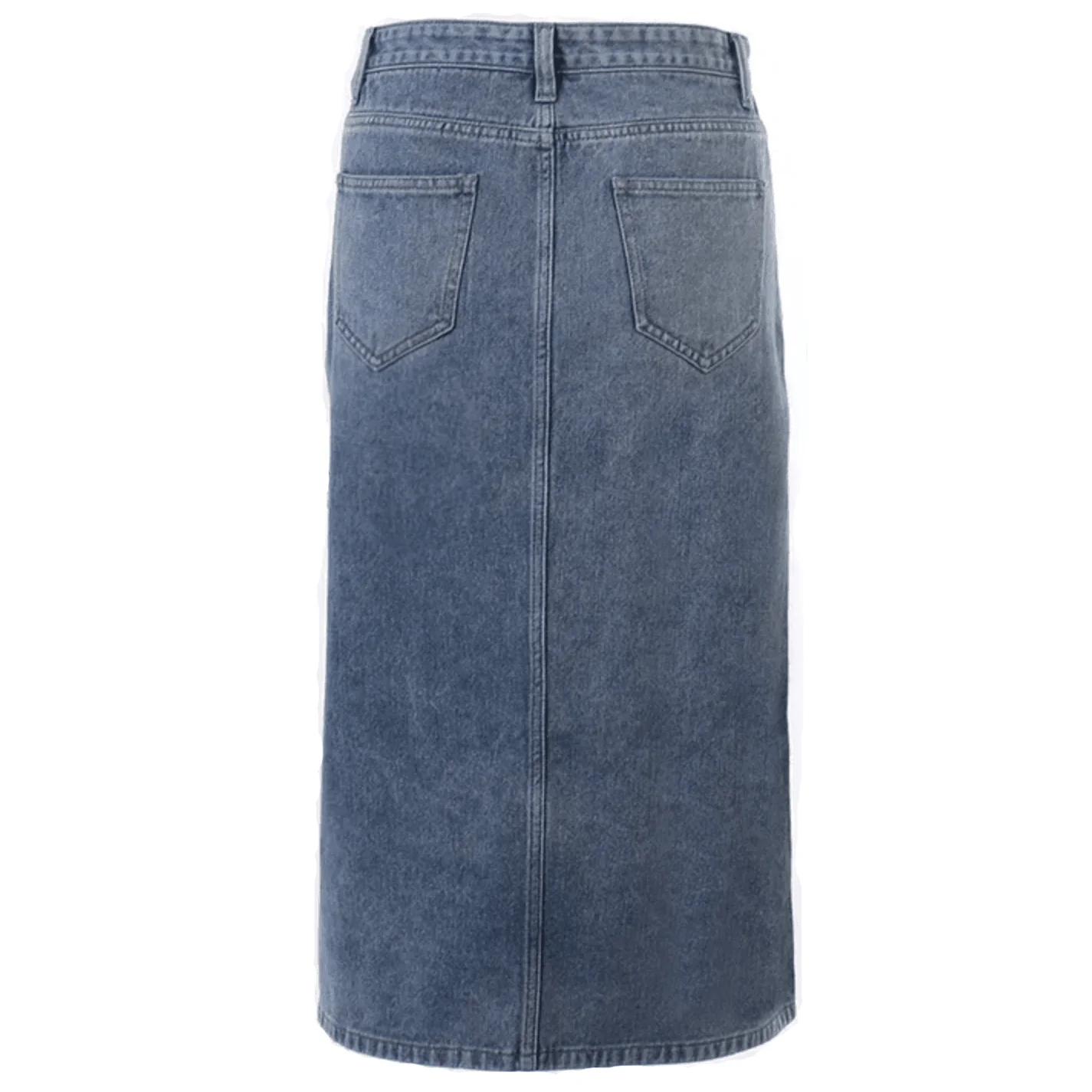 Classic Denim High Waist Slit Skirt