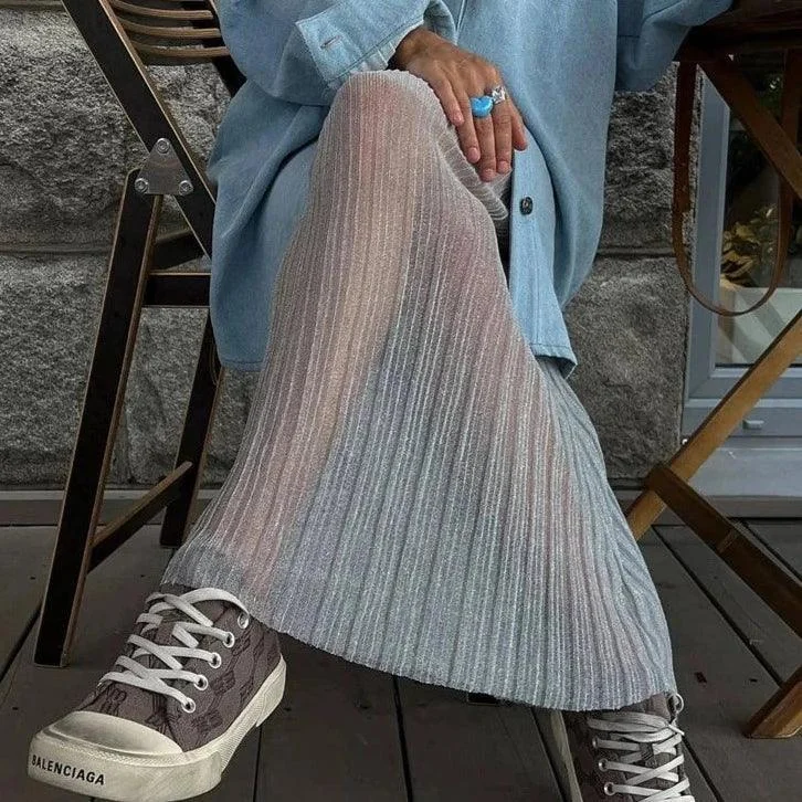 Elegant Sheer Pink Maxi Skirt