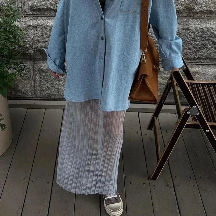 Elegant Sheer Pink Maxi Skirt