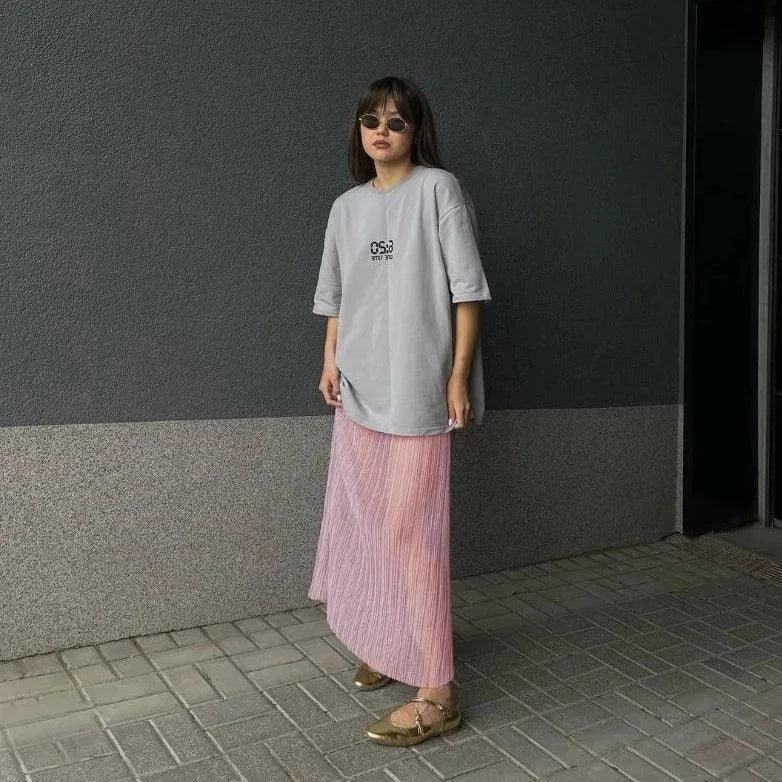 Elegant Sheer Pink Maxi Skirt