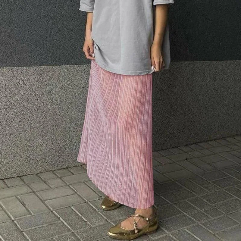 Elegant Sheer Pink Maxi Skirt