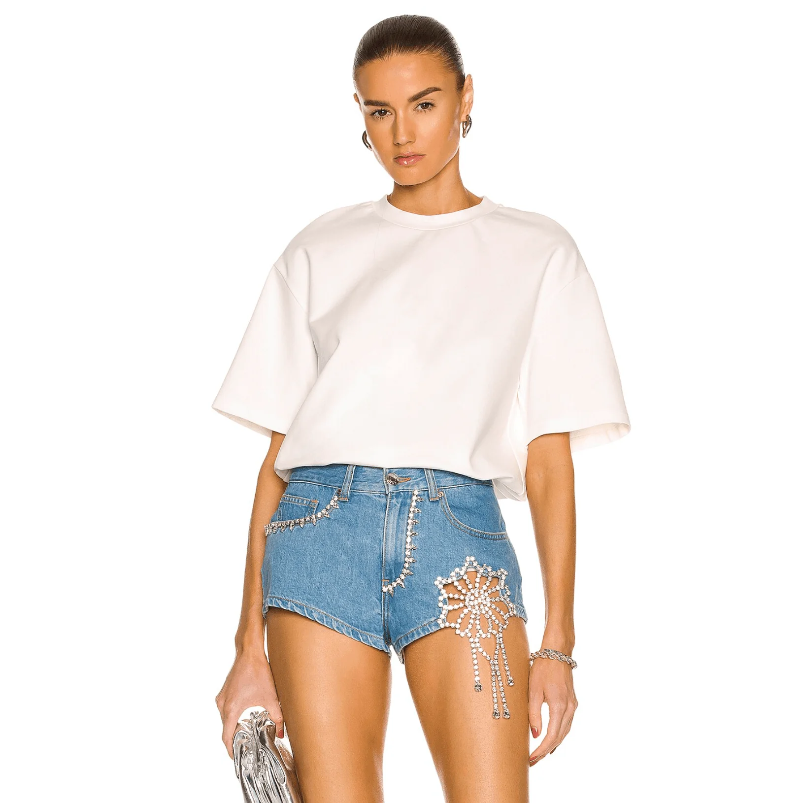 Daisy Cutout Relaxed Tee (Black/White, Cotton/Polyester)