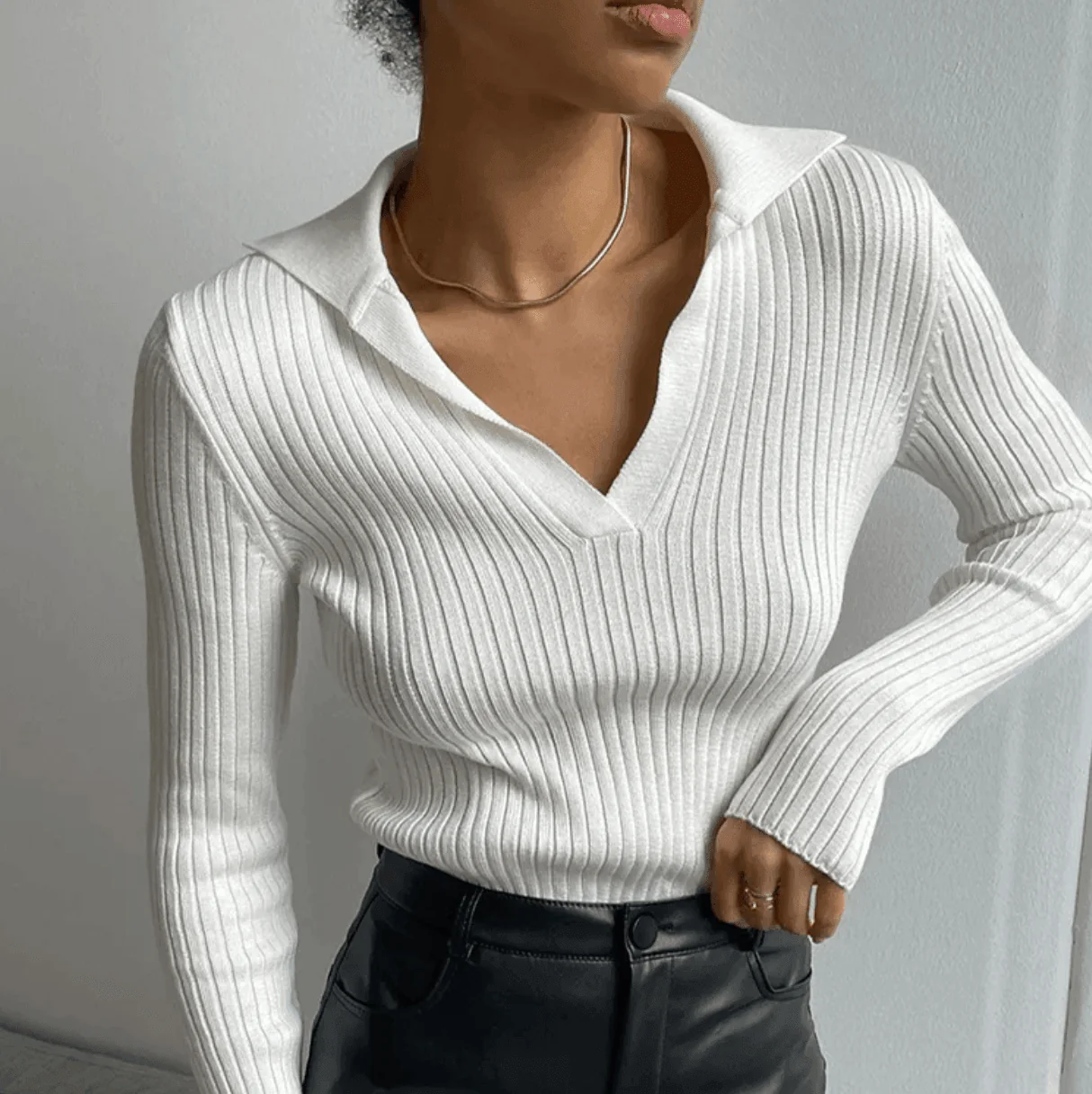 Cozy White Long Sleeve Sweater